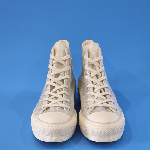 Converse CTAS Lift Metallic Silver Cream Women's Platform Sneakers 571082C NWT - Picture 6 of 6